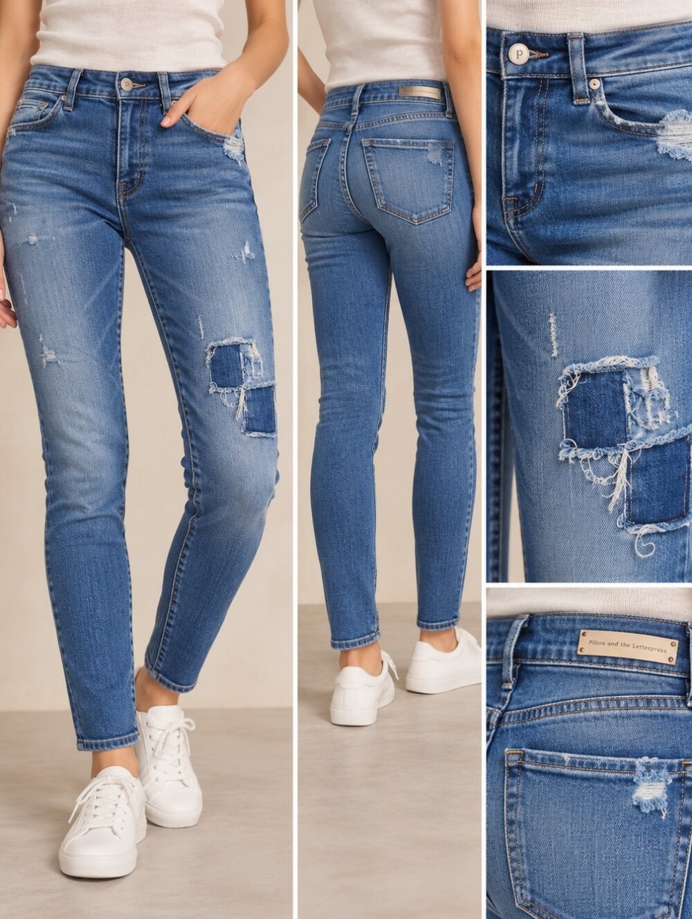 Pilcro and the Letterpress Distressed Skinny Jeans Size 30 Blue Denim